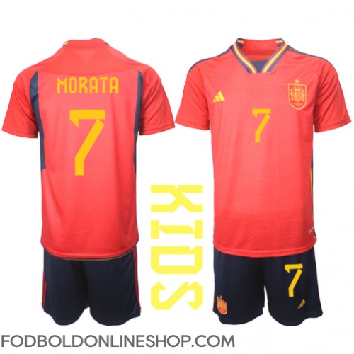 Spanien Alvaro Morata #7 Hjemme Trøje Børn VM 2022 Kortærmet (+ Korte bukser)
